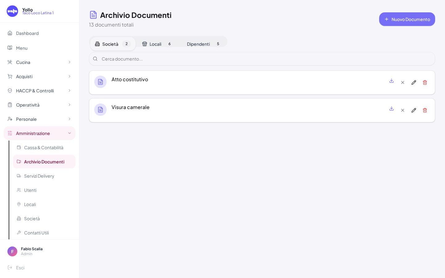 Archivio documenti digitale per locali e ristoranti